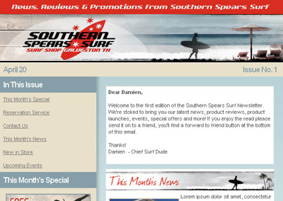 Southern Spears Surf Email Design